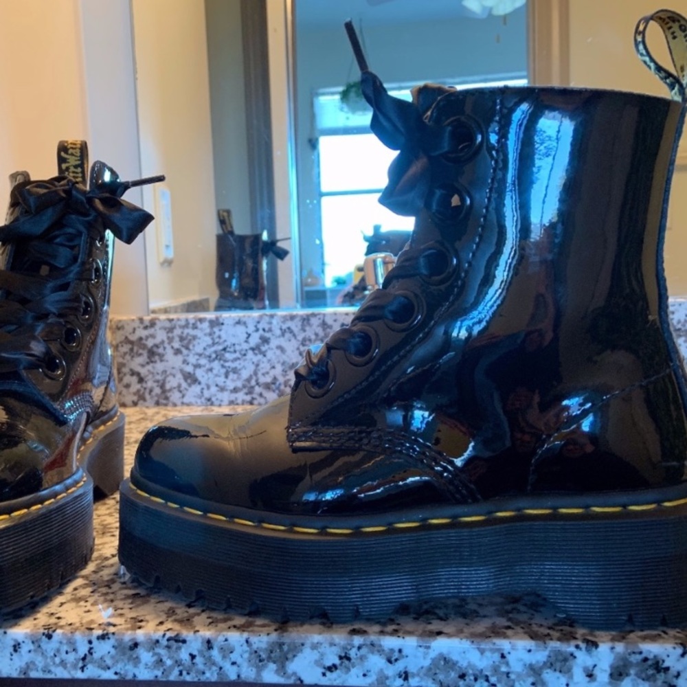 Dr. Martens Molly Patent Platform Boots